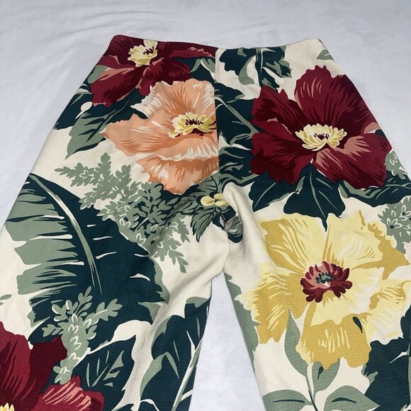 Tommy Bahama Sz 4 100% Silk Tropical Floral Capri Pants - Picture 8 of 10